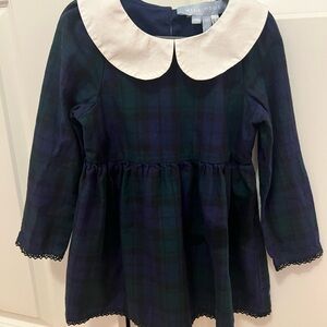 Hill House Blue and Green Plaid Dress with White Collar